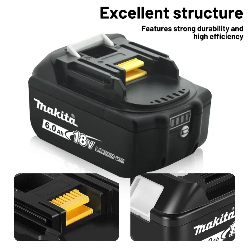 Angle view of Makita lithium battery