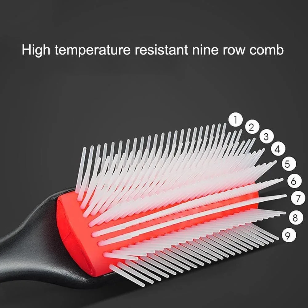 9-reihige Unisex-Haarbürste zum Entwirren, Denman Detangler-Haarbürste, Kopfhautmassagegerät, gerade, lockig, nass, abnehmbar, DIY-Haarkammbürste – Detail 5