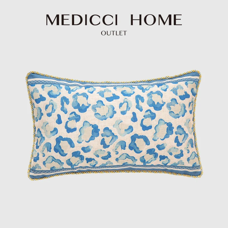 

Medicci Home Blue Leopard Skin Lumbar Pillow Cover Wild Animal Panther Accent Home Couch Bed Sofa Cushion Case Eclecticism Decor