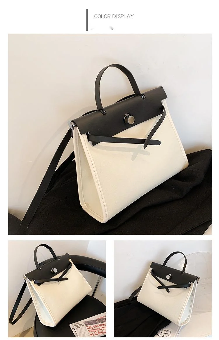 2023 neue heiße Verkauf Mode kleine quadratische Tasche Leinwand Damen Tasche Vintage Aktentasche Handtasche eine Schulter Umhängetasche_voghion.com