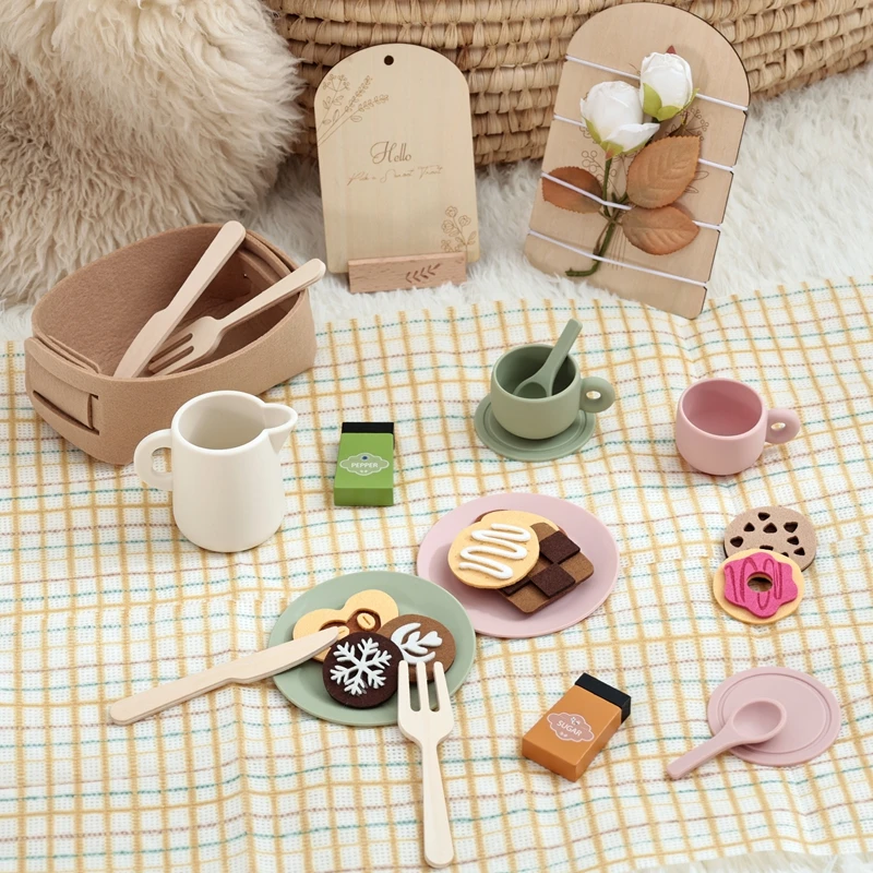 Montessori Nachmittagstee Geschirr Set Kinder Rollenspiel Simulierte Küche Spielzeug Entwickeln Soziale Fähigkeiten Frühe Bildung Spielzeug – Detail 25