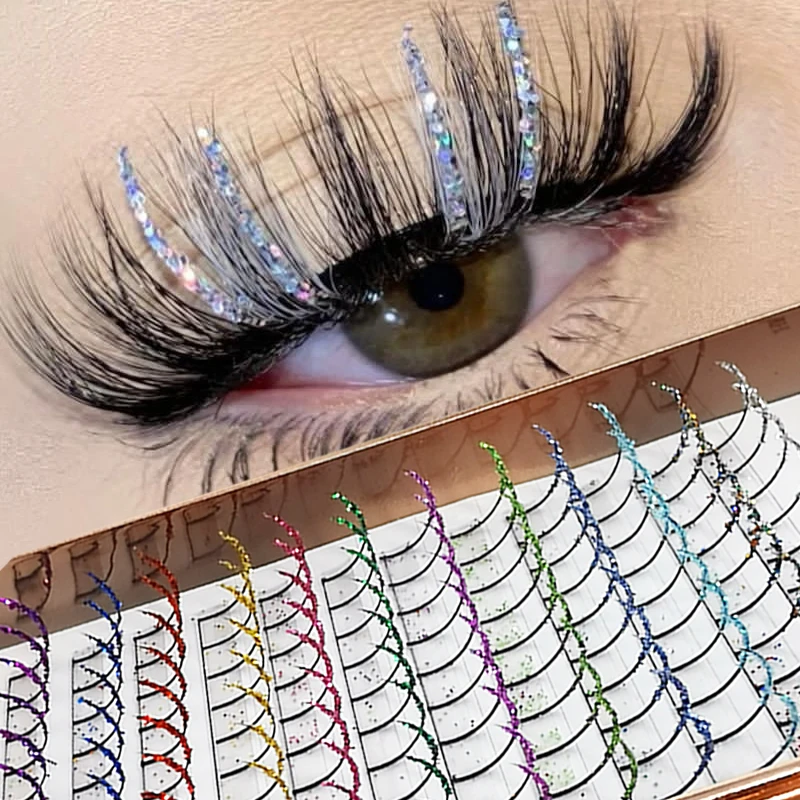 Havslug Excel Bule Mix 12 Color Glitter Lashes Fluffy Streaks Cosplay Makeup Beauty Individual  Eyelashes Extension Wholesale Supplier Free Shipping - False Eyelashes -  AliExpress