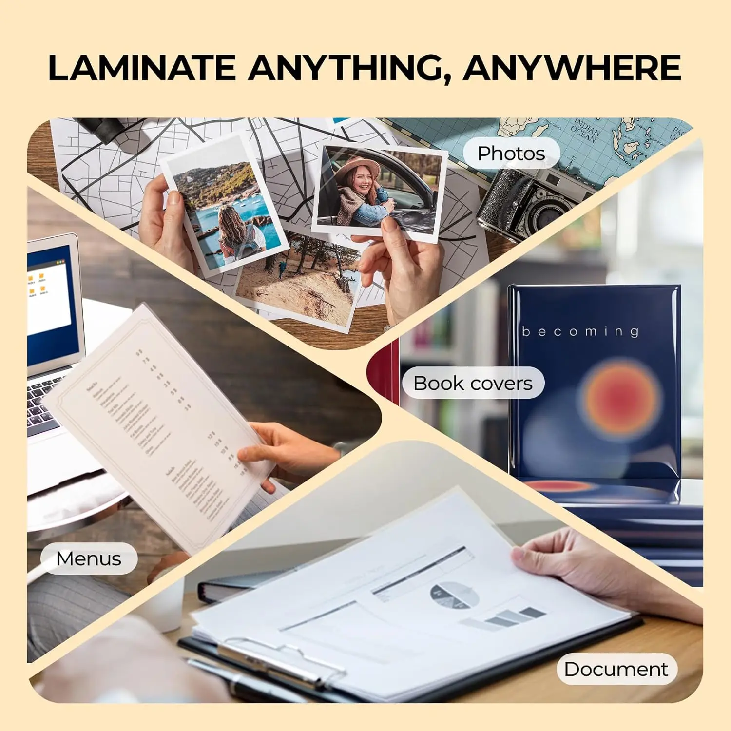 A4(8.3×11.7 inches) Clear Self-Adhesive Laminating Sheets 50 Pack, Waterproof, No Machine Needed - 5