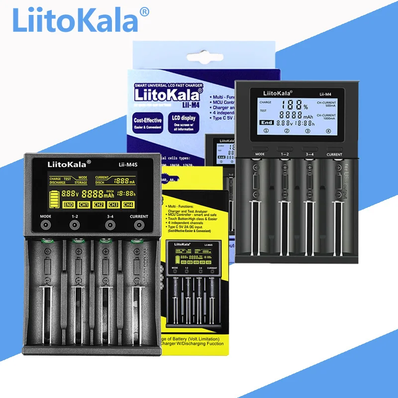 Battery Charger LiitoKala Lii-500 Lii-600 Lii-S8 Lii-S12 Lii-PD4 Lii-PD2 LCD 3.7V/1.2V 18650/26650/16340/14500/18500 Battery Charger with screen