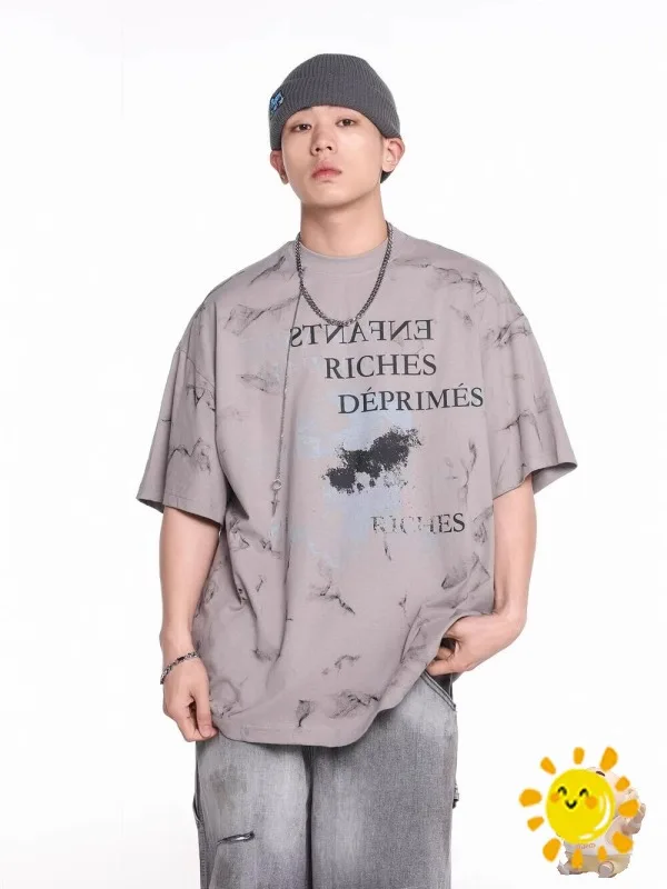 

24SS Streetwear Mud Dyed Explosion Vintage Enfants Riches Deprimes Disobedience Tee Men Women Wash ERD T-shirt Oversize Tops