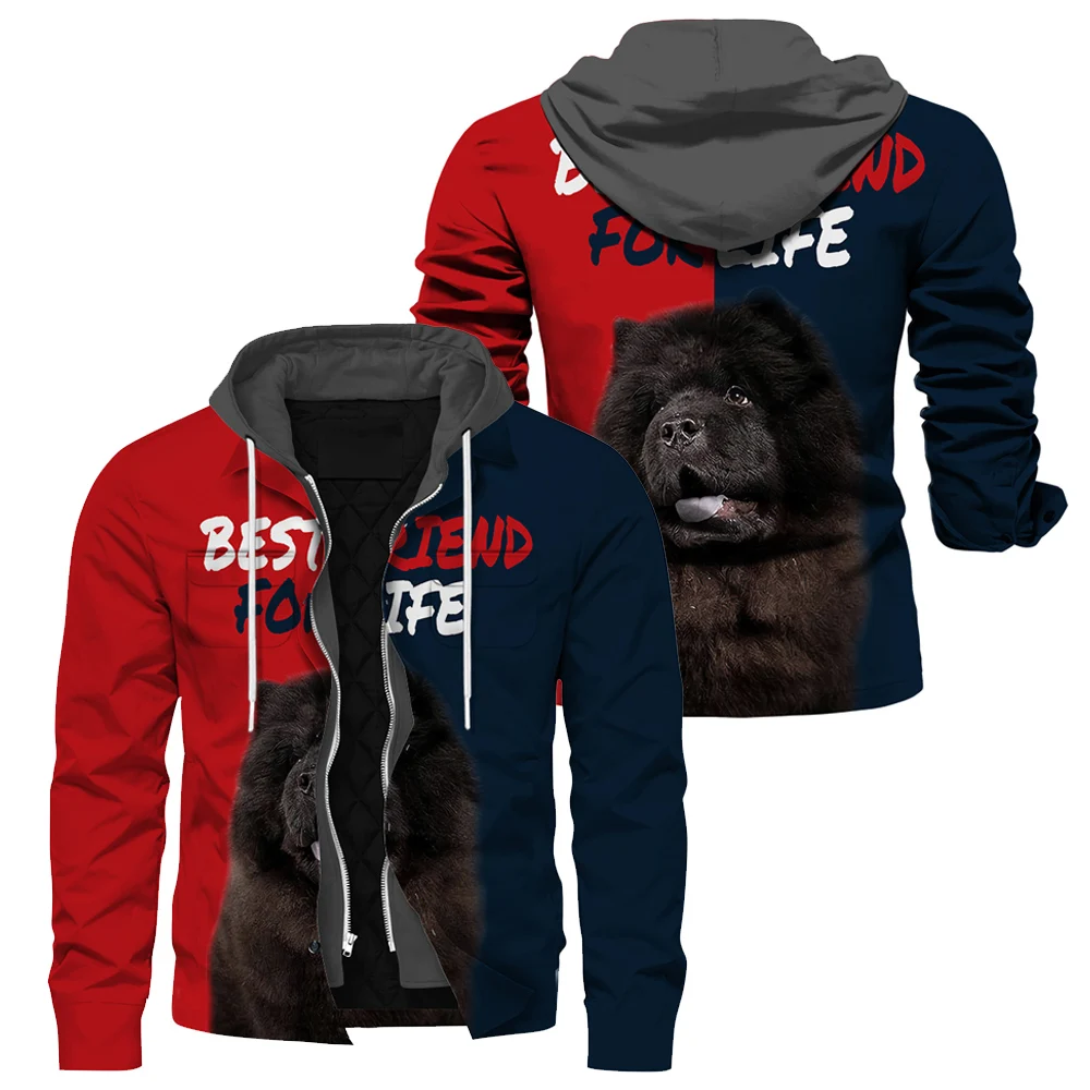 CLOOCL Animals Men's Jacket Chow Chow Best Friend for Life 3D Printed Zip Hoodies Autumn Winter Jackets Male Female Coats