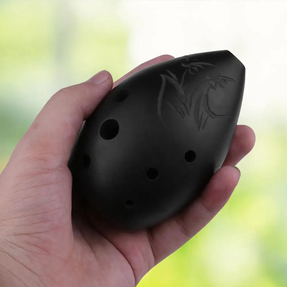 Vintage Lotus Print Kids Ocarina Xun 8 Holes C Tone Clay Professional Chinese Flute Ocarina Beginner