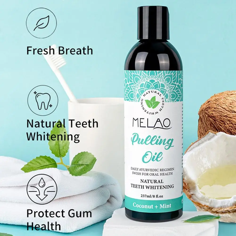 

237ML Coconut Mint Pulling Oil Mouthwash Alcohol-free Mouth Teeth Oral Care Health Fresh Whitening Breath 1pcs