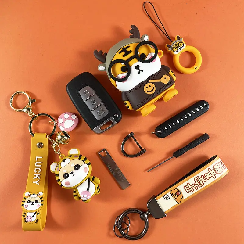 Cartone Animato Per Kia K3 K5 Kx3 K4 K3 Kx7 Ceed Soul Xceed Niro Ev Seltos Sorento Process Cerato Sportage Car Key Case Cover Portachiavi