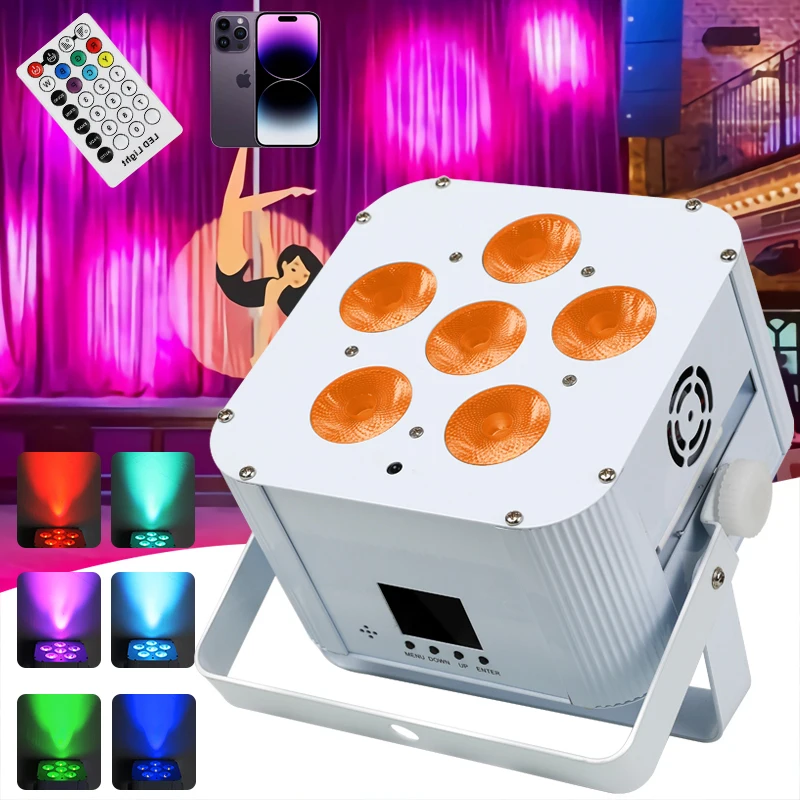 

6*18W RGBWA UV 6IN1 LED Battery Par Light With Wireless DMX And WiFi IR Control For DJ Disco Party Nightclub KTV Stage Lighting