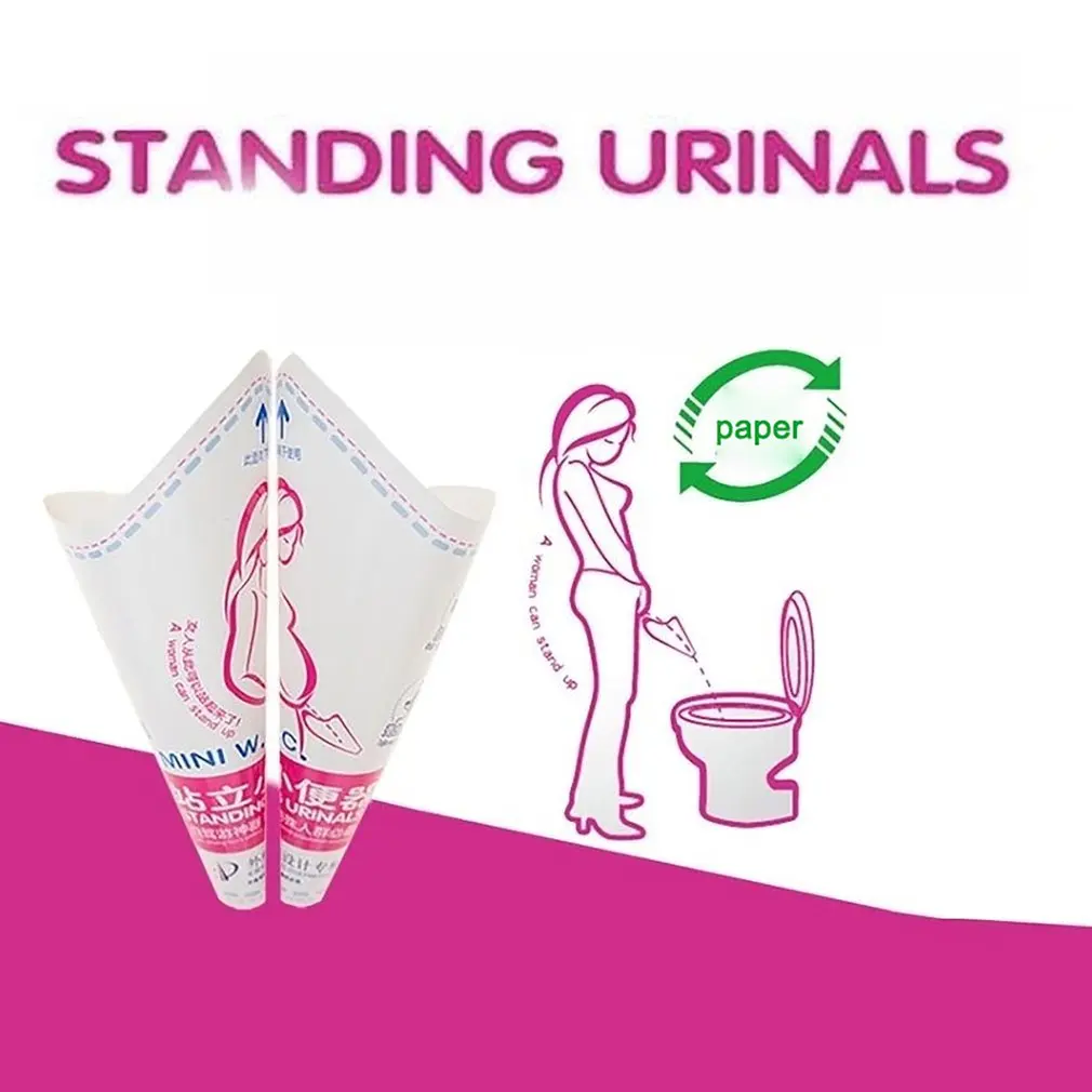 Portable Urinal 12pc/lot Disposable Paper Women Urination Device Stand Up Pee for Camping Travel Female Outdoor Toilet Tool