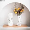 Creative Dice Shape Ceramic Vase Desk Decoration Flower Arrangement Artificial Flowers Decorative Vases Room Aesthetic Decor 1
