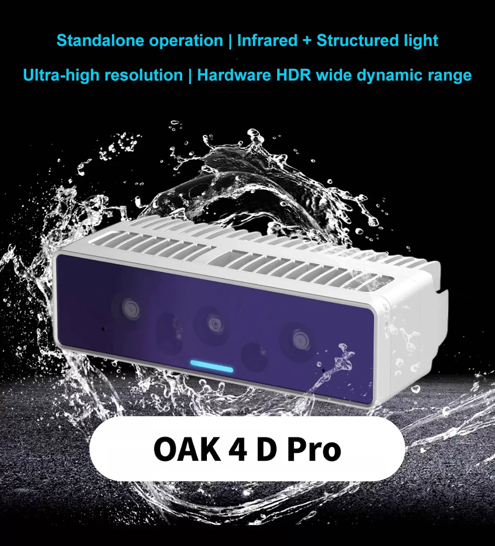 OAK 4D Pro Structured Light Binocular Depth Camera PoE Power 48MP RGB 2.5Gbps Ba