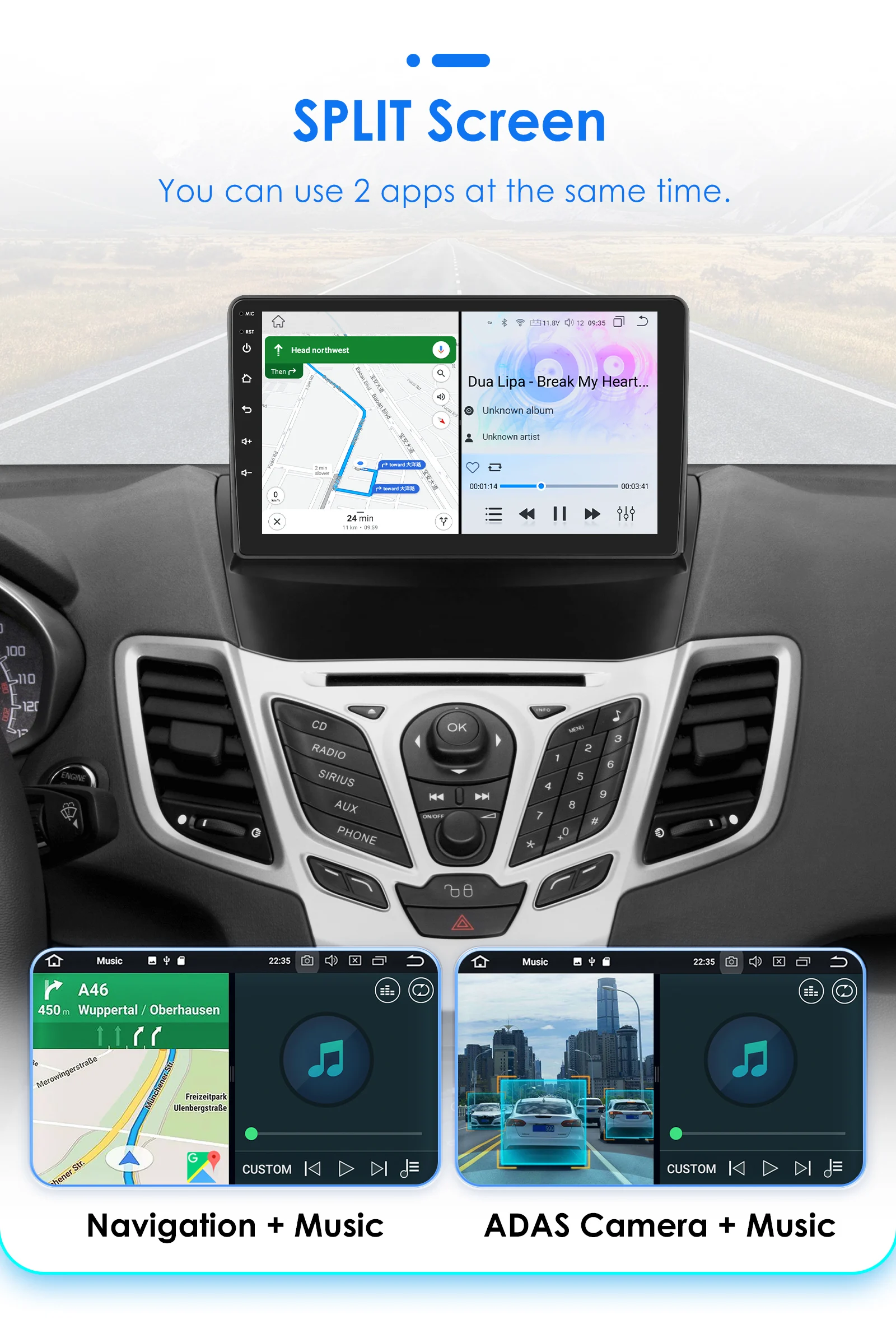 Hizpo 9 Zoll Android Autoradio für Ford Fiesta 2009–2017 Sync Multimedia DSP RDS CarPlay 4G BT GPS Navigation UIS7862 Steuergerät – Detail 36