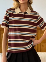 Hirsionsan Polo Neck T Shirt Women Soft Chic Tees 95% Cotton Jumper Clothes Loose Casual Pullover 2025 Summer New Crop Tops - Image 6