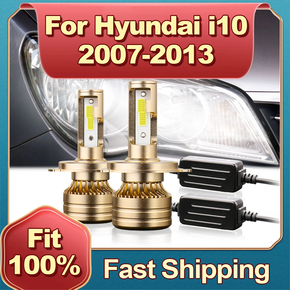 

2 шт., автомобильные лампы CANBUS, H4, 120 Вт, Turbo 6000K, с охлаждающим вентилятором для Hyundai i10, 2007, 2008, 2009, 2010, 2011, 2012, 2013