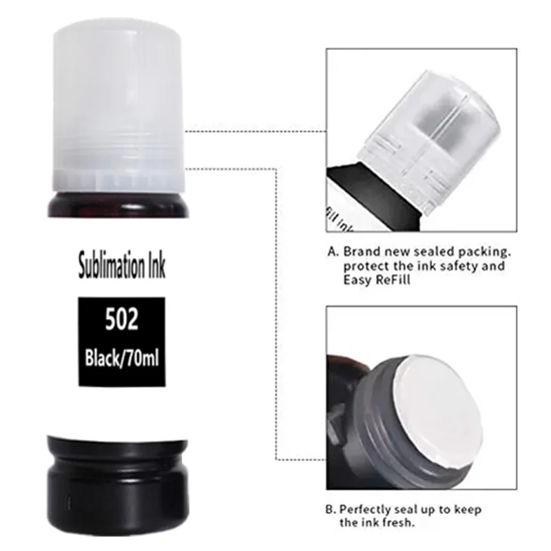 T502 502 Sublimation ink for Epson L3150 ET-2720 ET-2760 2800 ET-4760 ET2400 L3110 L4150 L4160 L4167 L4168 L5190 L6160 printer dye ink kit ink refill kit ink cartridge refill kit