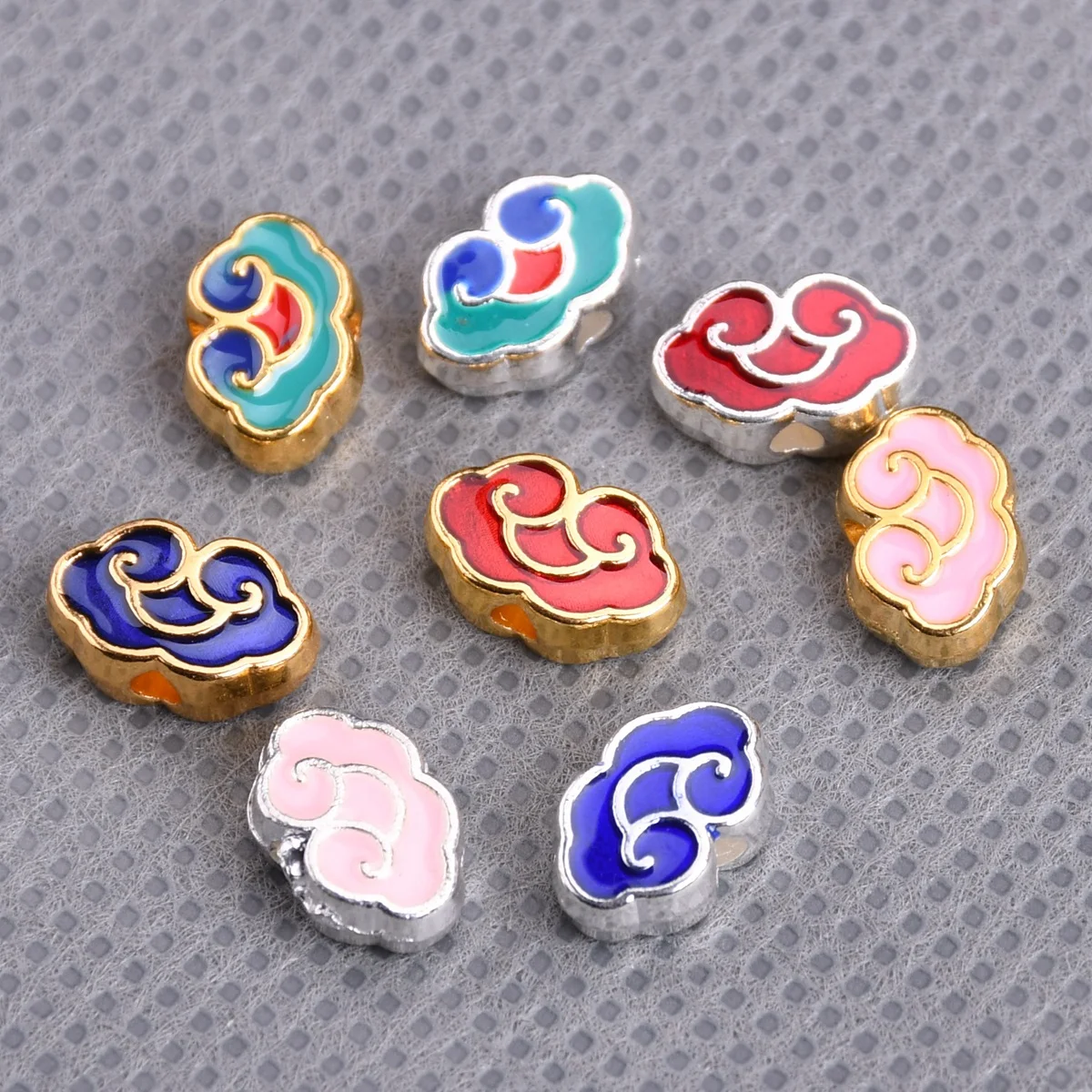 10pcs Enamel Metal 9.5x6.2mm Chinese Propitious Cloud Shape Loose Craft Beads For Jewelry Making DIY Findings diy crystal silicone mold pendant key chain defense toy uv resin epoxy mold handmade craft jewelry making accessaries