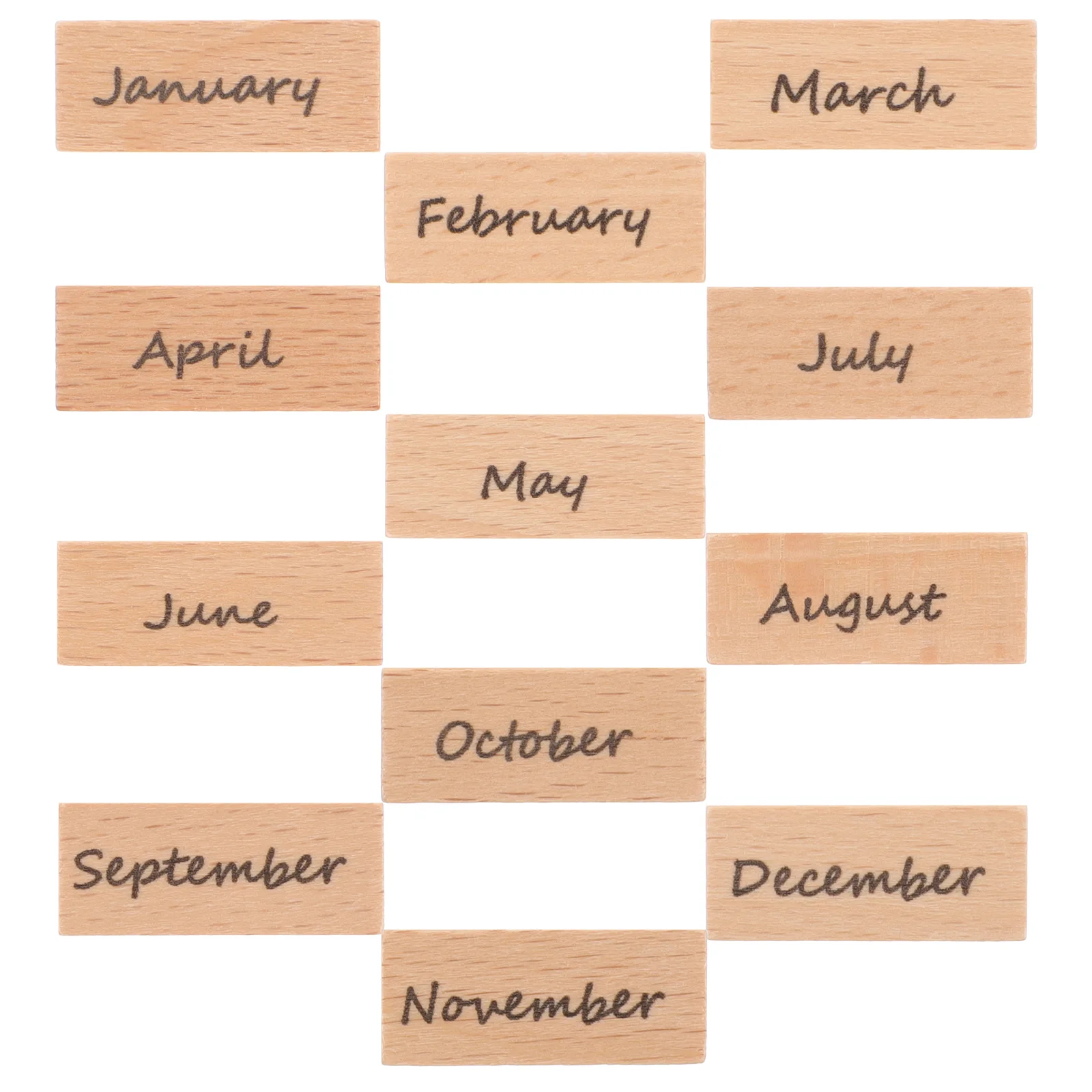 

Wooden Stamp Set DIY Stamps Craft Scrapbook Seal Monthly 12 Months Hand Account Planner