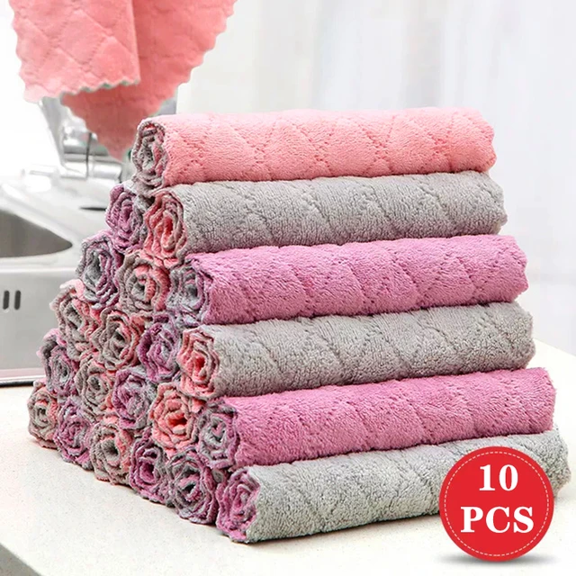 Torchon De Cuisine En Microfibre Super Absorbant, 10 Pièces, Vaisselle  Efficace, Serviette De Nettoyage Ménager, Outils De Cuisine, Gadgets -  Chiffons - AliExpress