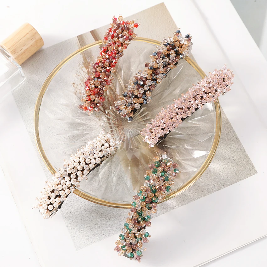 Rhinestone Pearl Women's Hair Clip Trend Design Headdress Girl Ponytail Hairpin Simple Spring Clip Fashion Hair Accessories