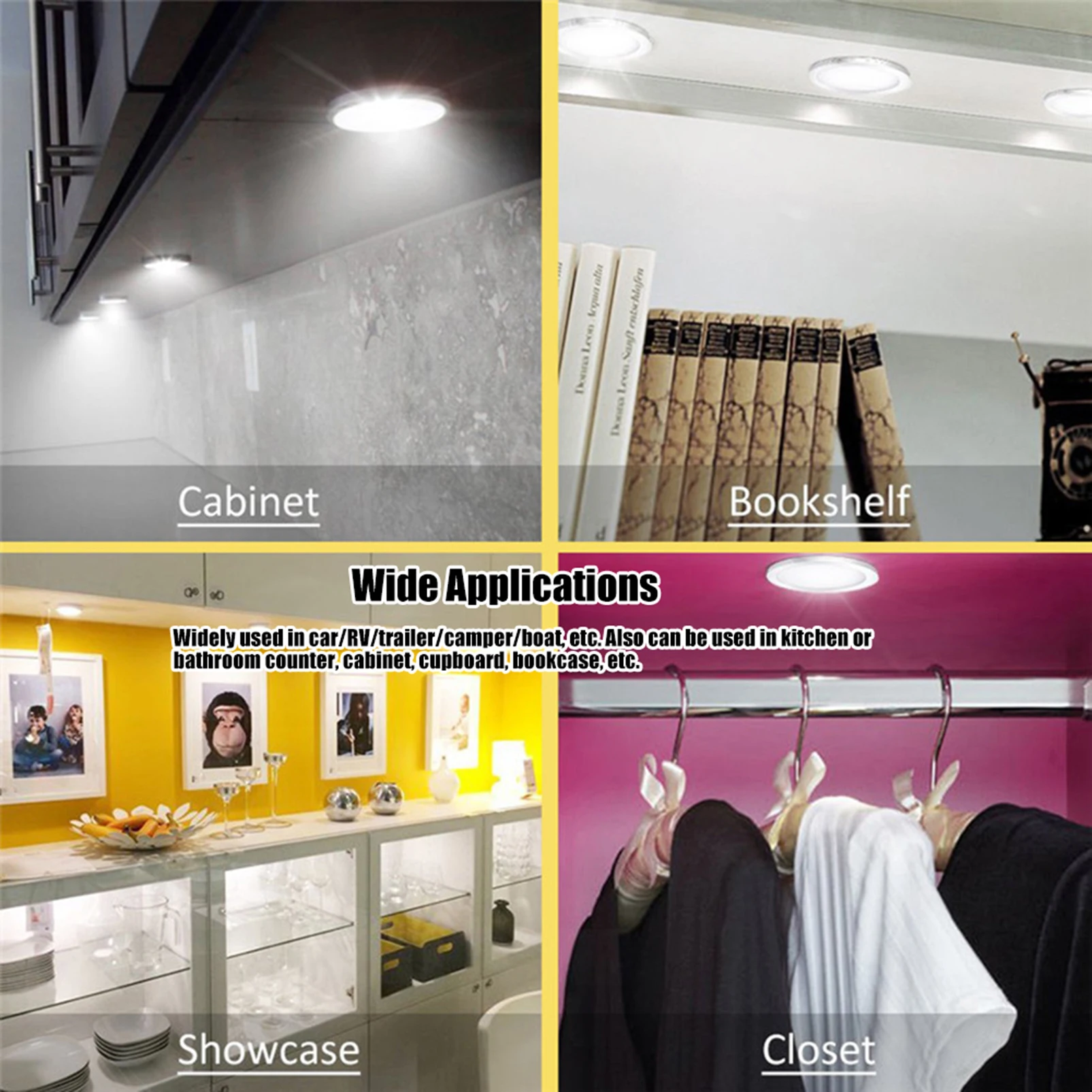 Travel Recessed 12LED Lights Round RV Boat Recessed Ceiling Light Ultra-Thin Camper Interior Lighting Small Downlight with Cable