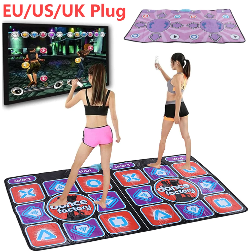 Double Dancing Mat Double User Wired Dance Mat Family Music Game Non-Slip with Wireless Controller Floor for PC Laptop