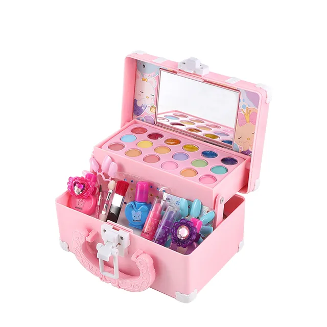 Kids Makeup Kit For Girl Washable Safe Cosmetics Toys Set Children Makeup Cosmetics Playing Box Play Set Safety Non-toxic Toys 2