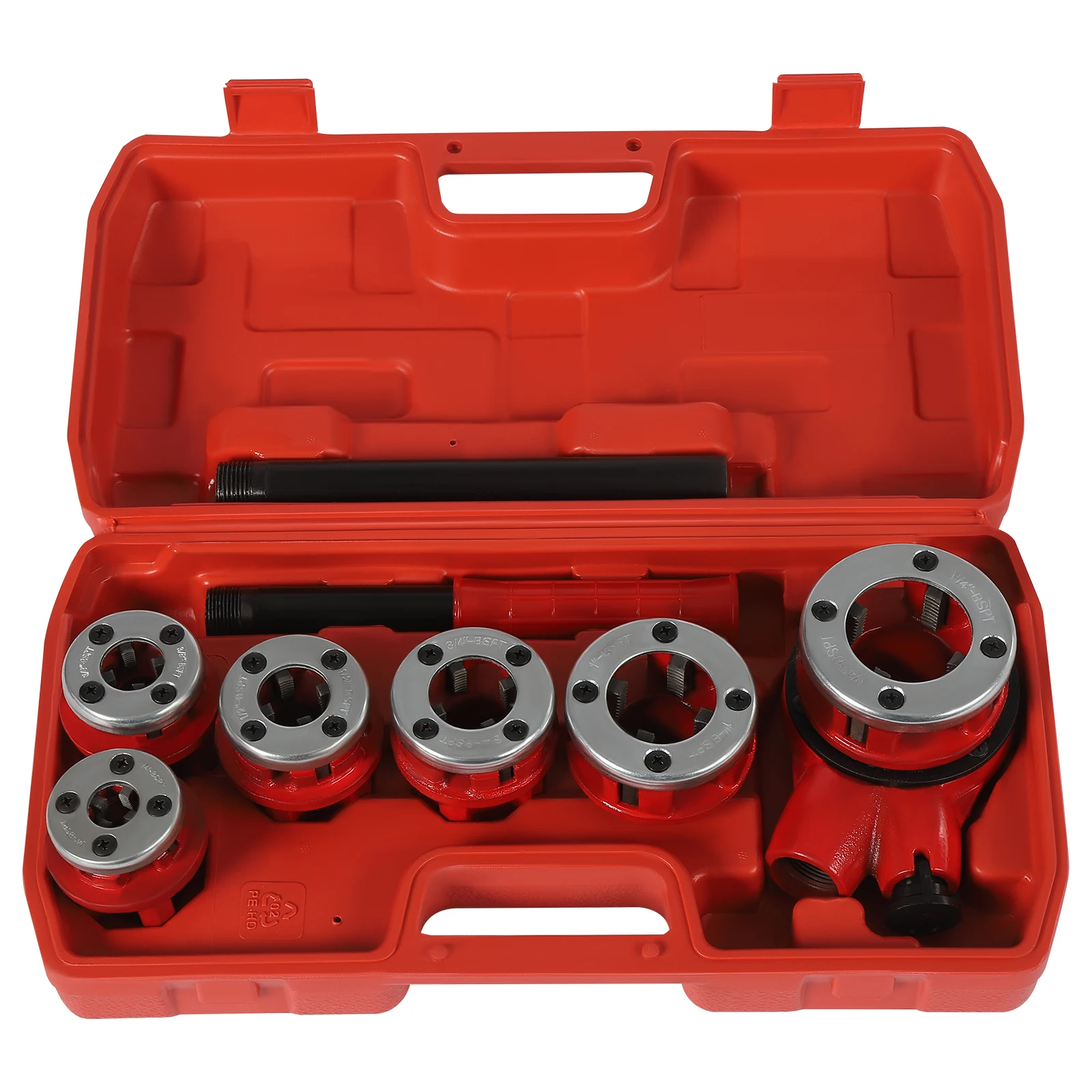 6-teiliges Rohrgewindeschneidset mit Ratsche, Gewindeschneideisen-Set 1/4 bis 1-1/4 Zoll BSPT mit langem Griff und Koffer für Sanitärreparaturen – Detail 8