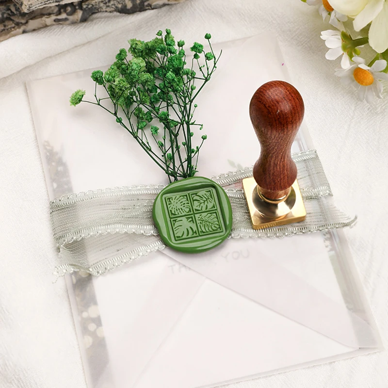 Green Plants Series Seal Wax Stamp Head Copper Brass Vintage Round Elliptical for DIY Gifts Decor Party Invitations Scrapbooking