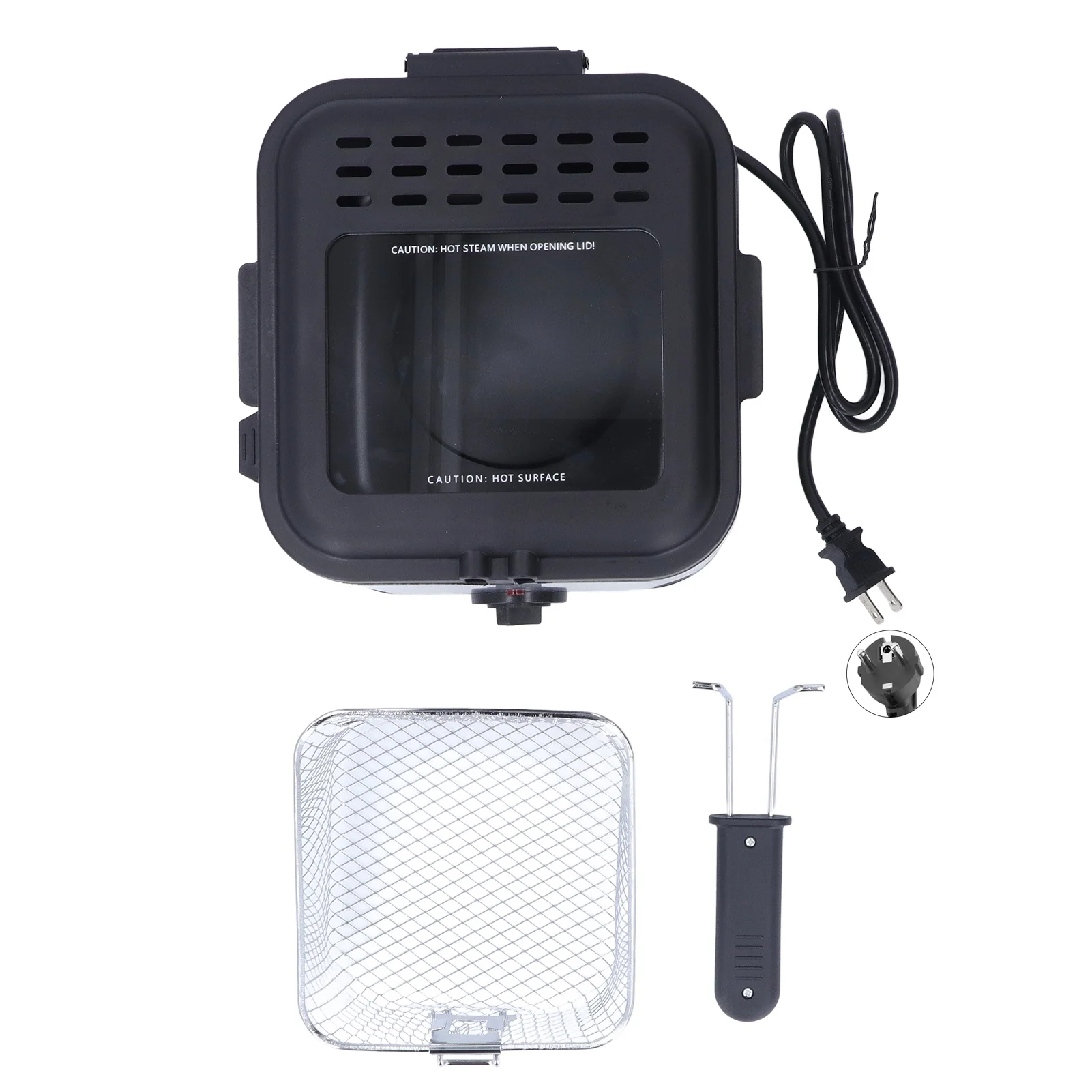 Electric French Fries Fryer 2.5L 1000W Temperature Adjustable Square Stainless Steel Electric Deep Fryer for Chicken Onion Ring