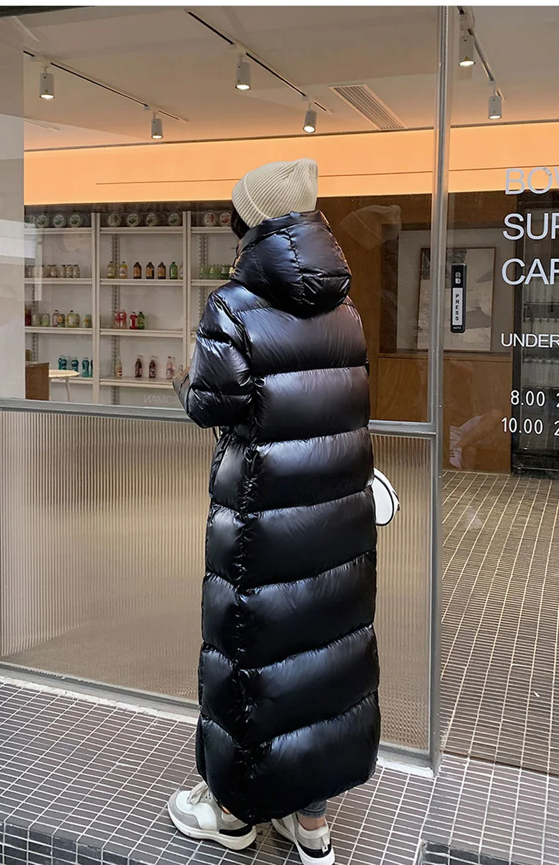 15 Degree Super Long Women Winter Coat Hooded Puffer Jackets 2024