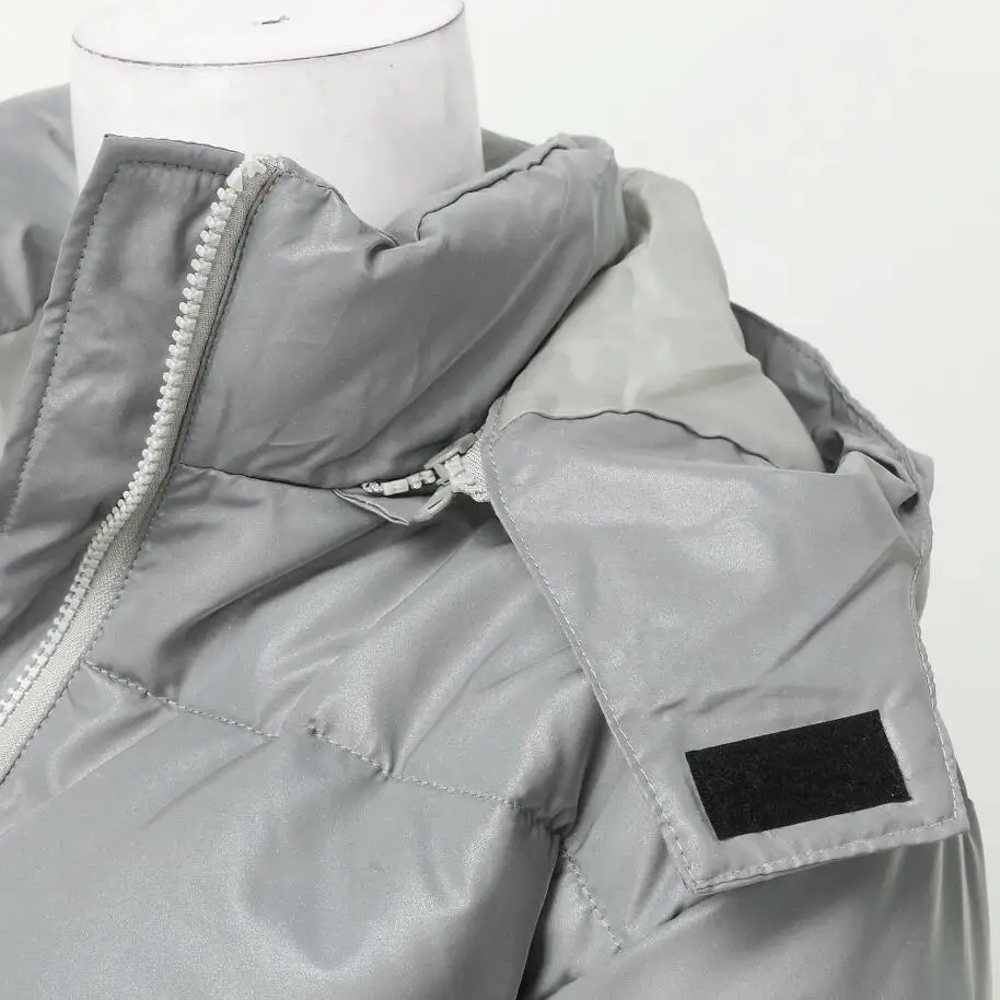 Reflective Winter Jacket Men Women Warm Coat Casual Parka Detachable Hooded Jackets Night Road Safety Outerwear sweatshirt jacket,down jacket,puffer jacket,cotton jacket,parka coat,parkas coat,men bomber jacket