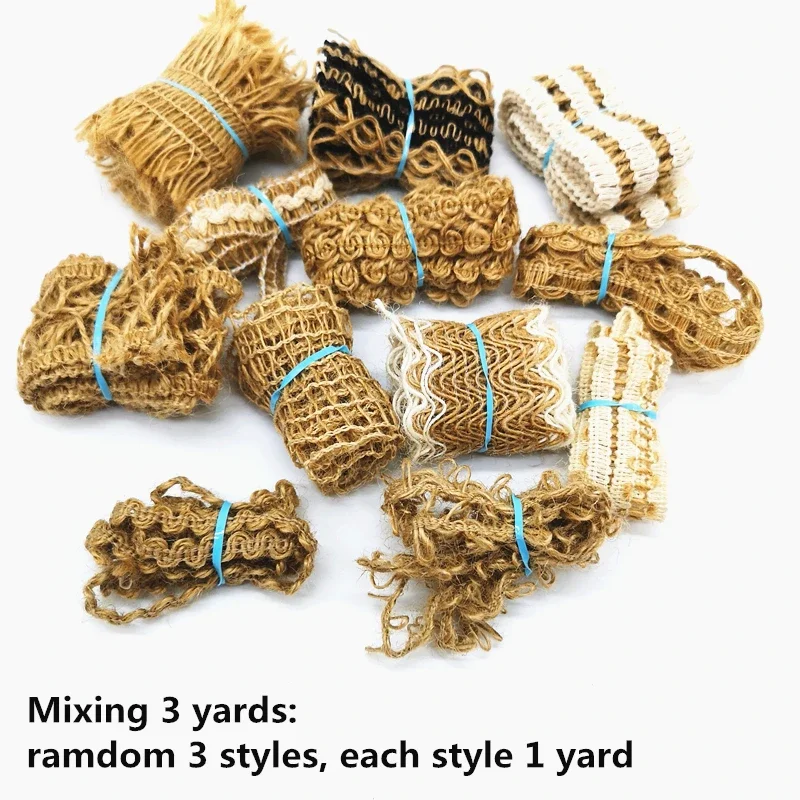 Natural Jute Burlap Hessian Ribbon Twine Flower Pattern Wedding Party Supplies DIY Rope Craft 3 yards ribbon decoration ribbon supplies jute ribbon