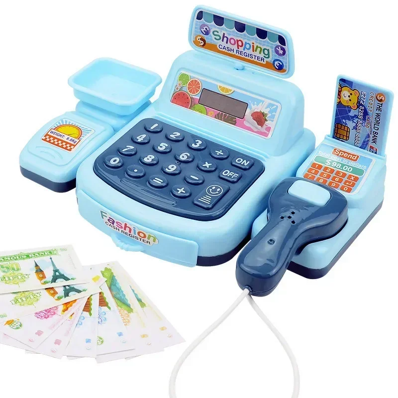 Cash Register Toy Simulation Supermarket Cash Register Toys Set With Lighting Sound Effects Calculation Checkout Early Education 6