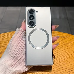 Sleek Magnetic Frosted Metal Case with Magsafe Compatibility for Galaxy Z Fold3 (Silver)