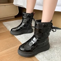 Waterproof Warm Fur Ankle Boots Winter Thick Plush Botines Mujer 2021 White Women Snow Shoes Platform Botas Pu Leather