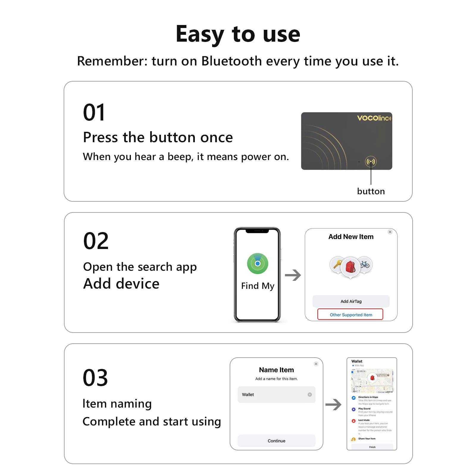 VOCOlinc Wireless Charging Bluetooth Tracking Card