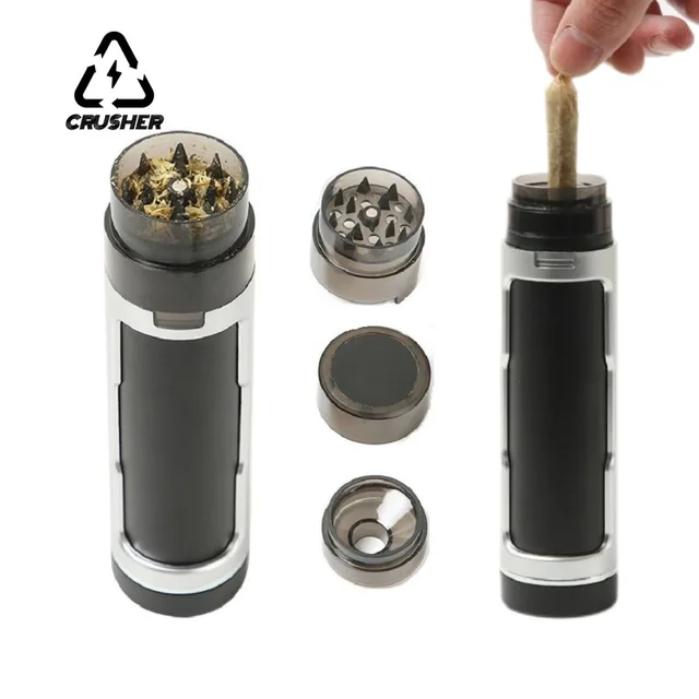 CRUSHER 3 in1 Plastic Herb Grass Grinder Store Horn Tube Tobacco Box Roll Paper Filling Machine Grinders for Smoking Accessories