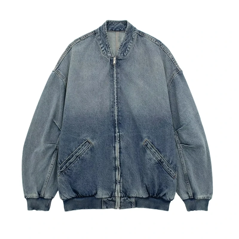 

Autumn New Style Lapel Long-sleeved Loose Casual Denim Bomber Jacket,Versatile And Comfortable Zipper Denim Coat