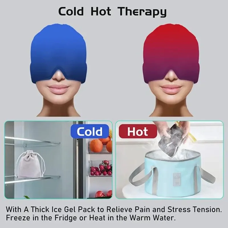 Head Ice Cap Gel Cold Hot Head Ice Cap Head Wrap Face Mask Massage Sleep Eye Mask Health Care Tool