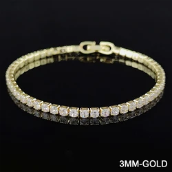 Elegant Multi - Color Rose Gold Tennis Bracelet Bangle for Women - Wedding Fashion Jewelry Party Gift (S5787 - 3MM - GOLD)