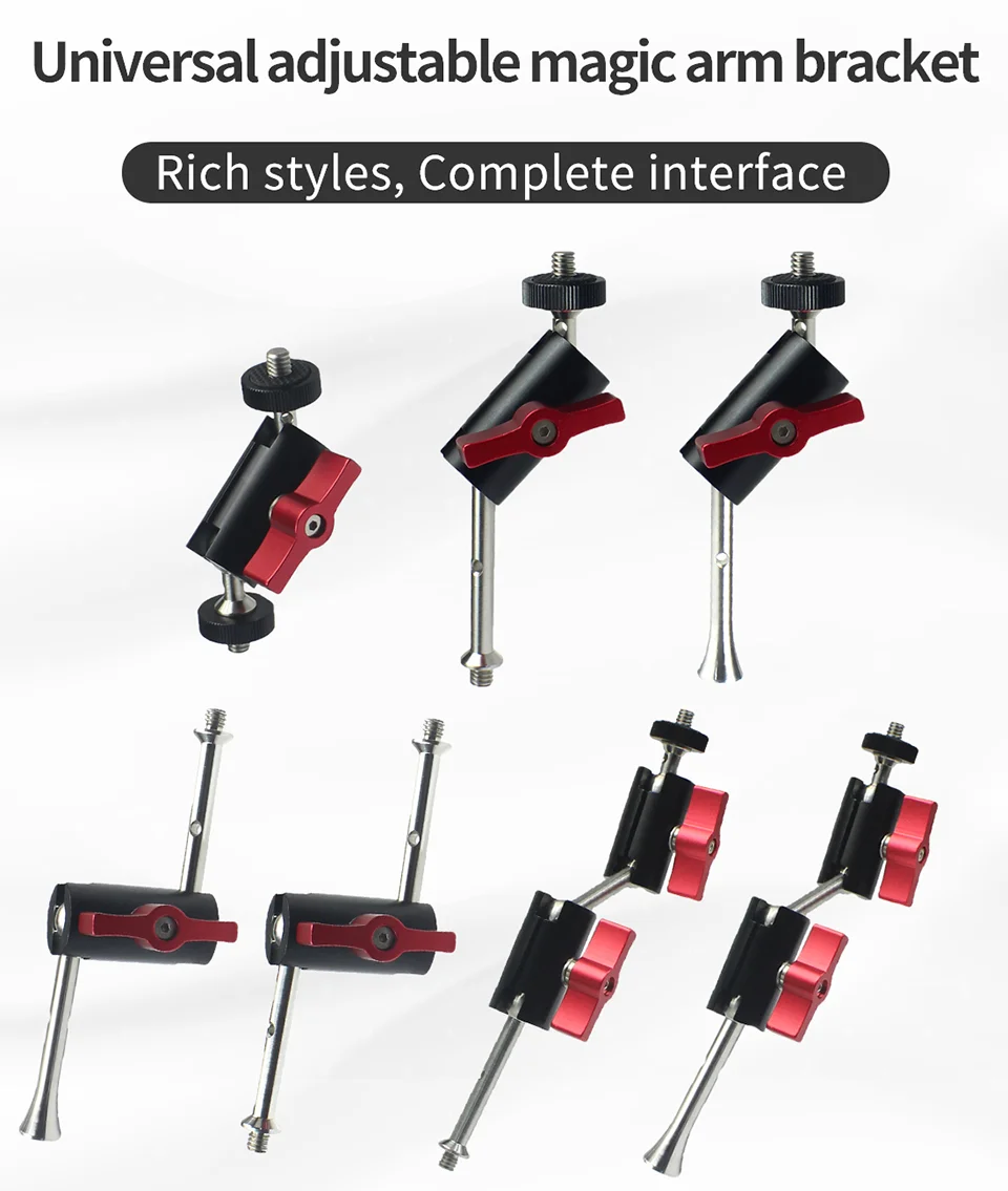 360 Tripod Magic Arm Mount Adapter Dual Ballhead 1/4"Screw Articulating Connecto