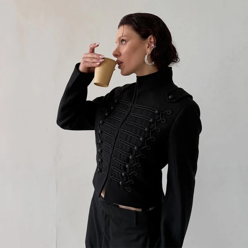 High Street Women's Jacket O-neck Single Breasted Solid Female Napoleon Jackets 2026 Spring New Chic Fashion Casual Lady Coat 22 S0fdc910ec08841109598a382f482f458w