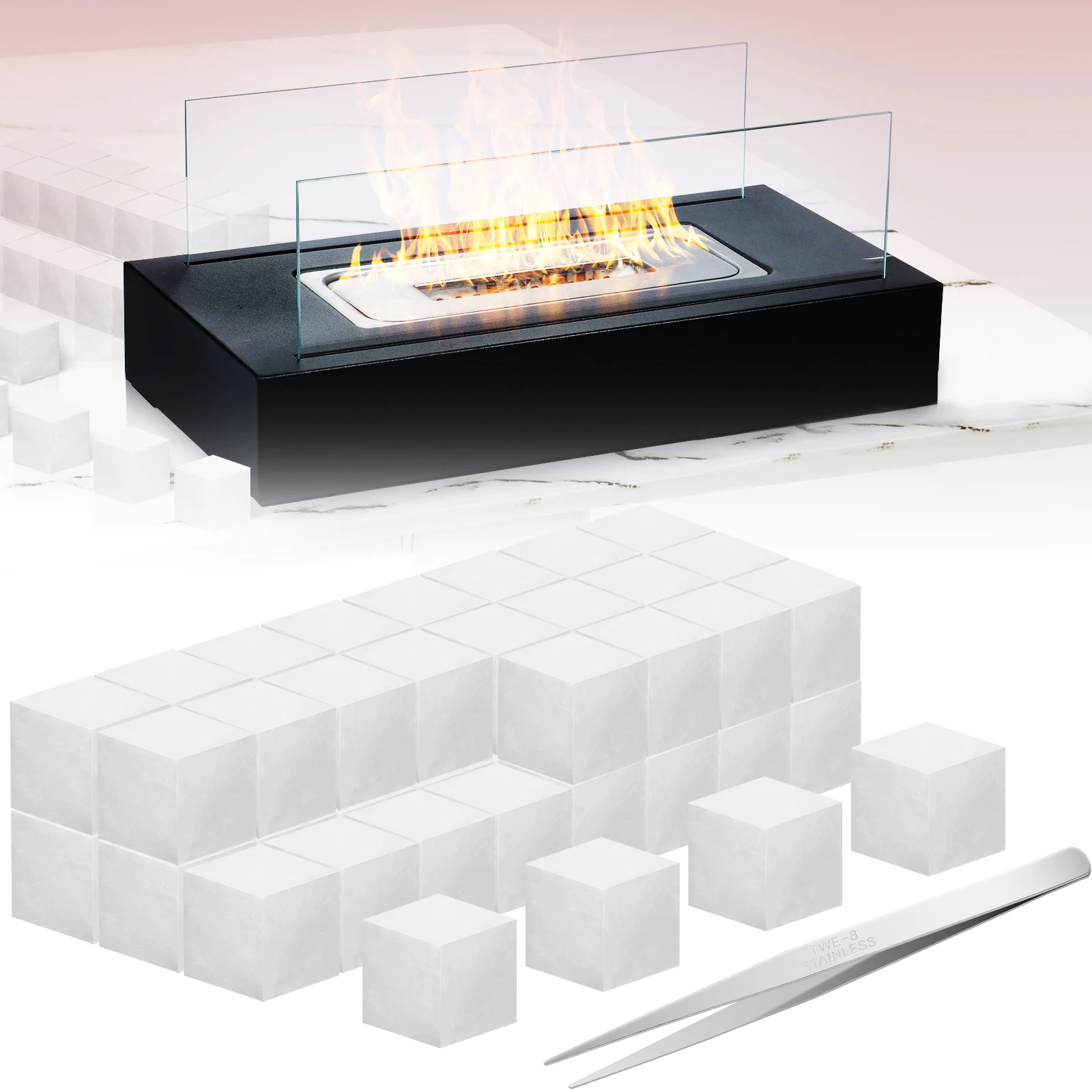 Tabletop Fire Pit Temperature Resistant Ceramic Wool Wick Sponge Extend Burning Time 48Pcs