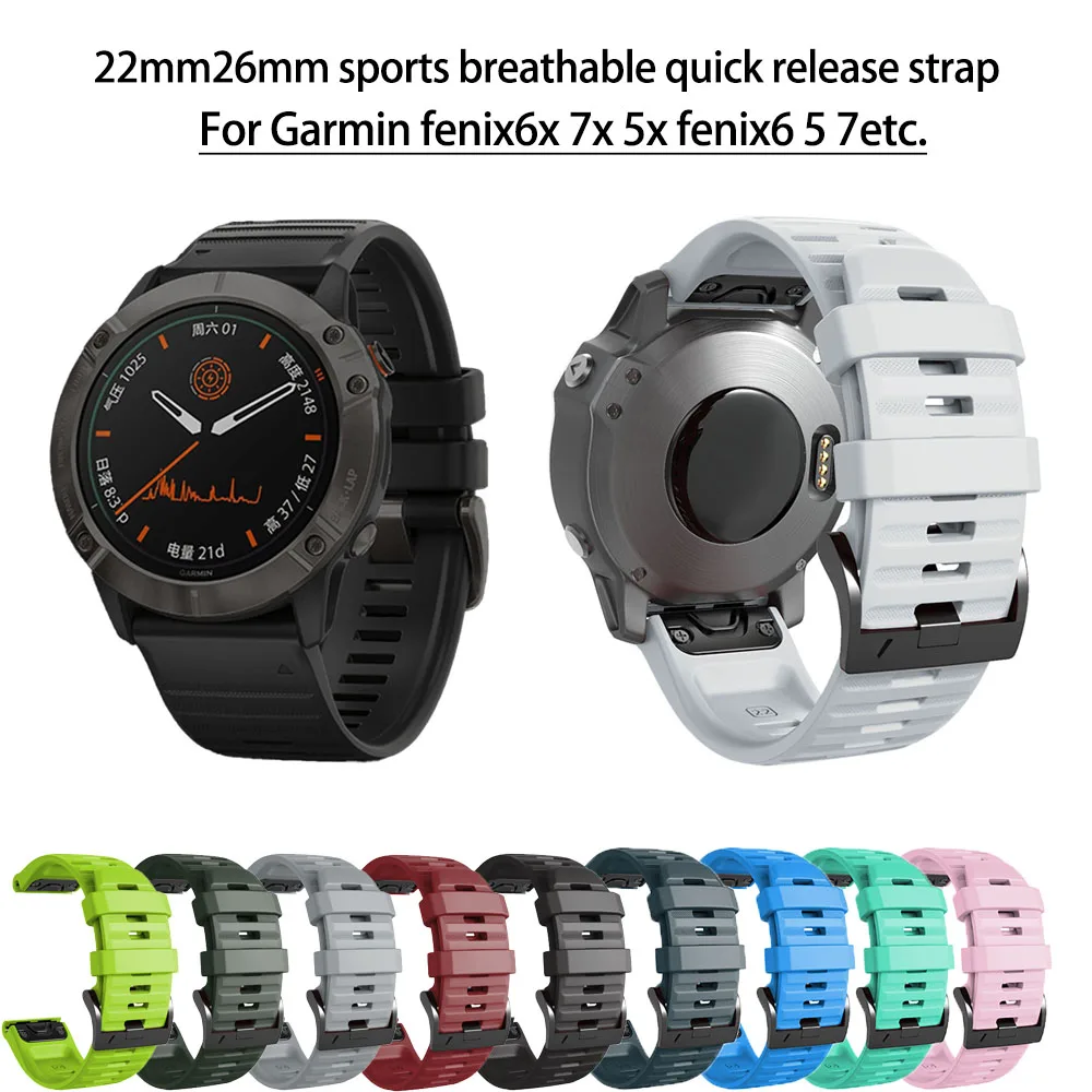 For Fenix 6 6X pro Silicone Strap 22 26mm Sports Watch Bracelet Garmin Fenix 7X D2 Mk2 Quick Release Rubber Wristband