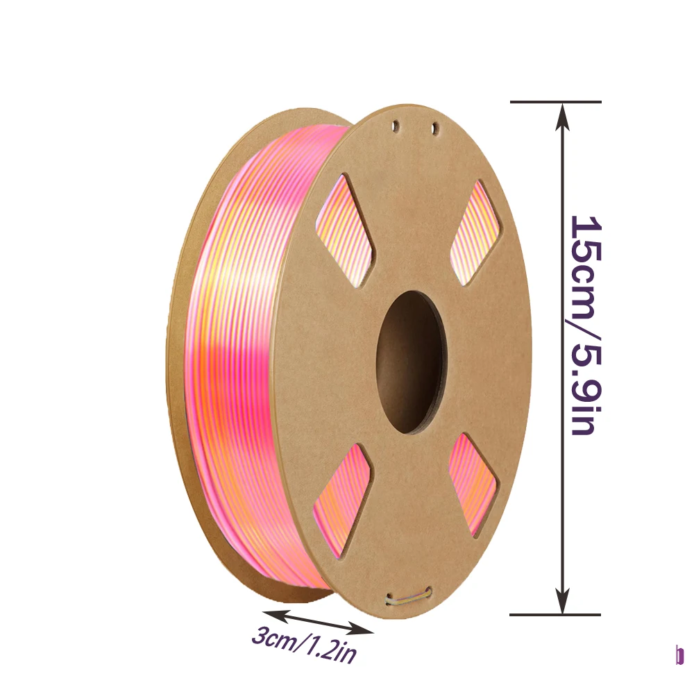 실크 듀얼 컬러 PLA 필라멘트 1.75mm, 광택 질감, ±0.02mm 정확도, 200g/250g/500g/1000g 스풀, 핑크 골드
