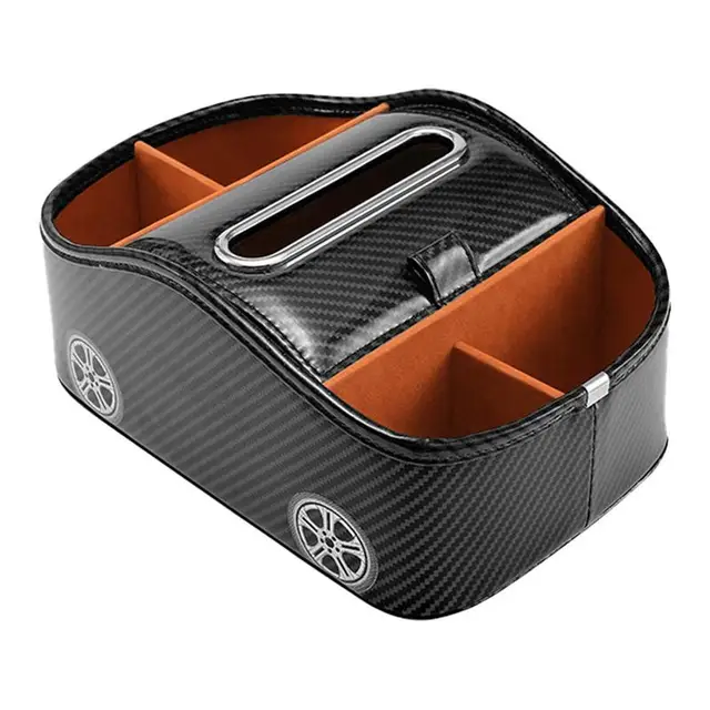 Car Armrest Storage Box with Water Cup Holder and Tissue Box