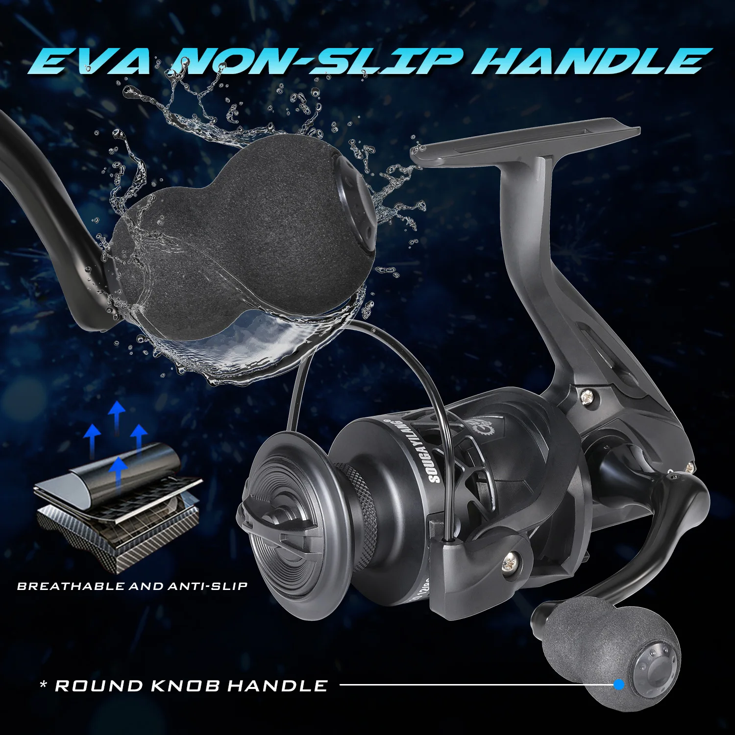 Sougayilang Spinnrolle, Übersetzungsverhältnis 5,2:1, Vollmetallkonstruktion, korrosionsbeständig, 10 kg maximale Zugkraft, für Süßwasser und Salzwasser – Detail 9