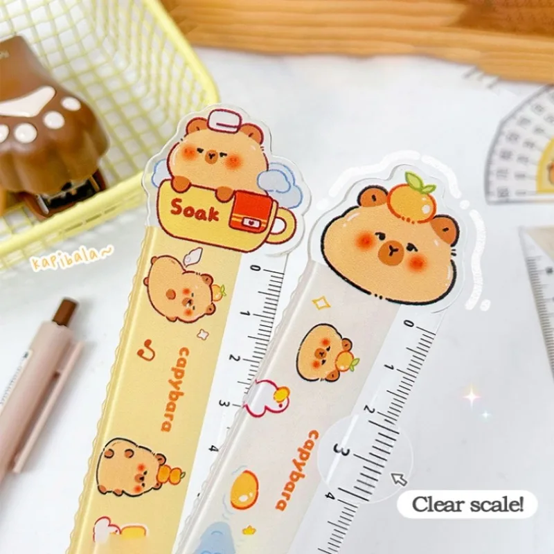 1Set Student Ruler Set 10/15cm Cartoon Capybara Measuring Tool